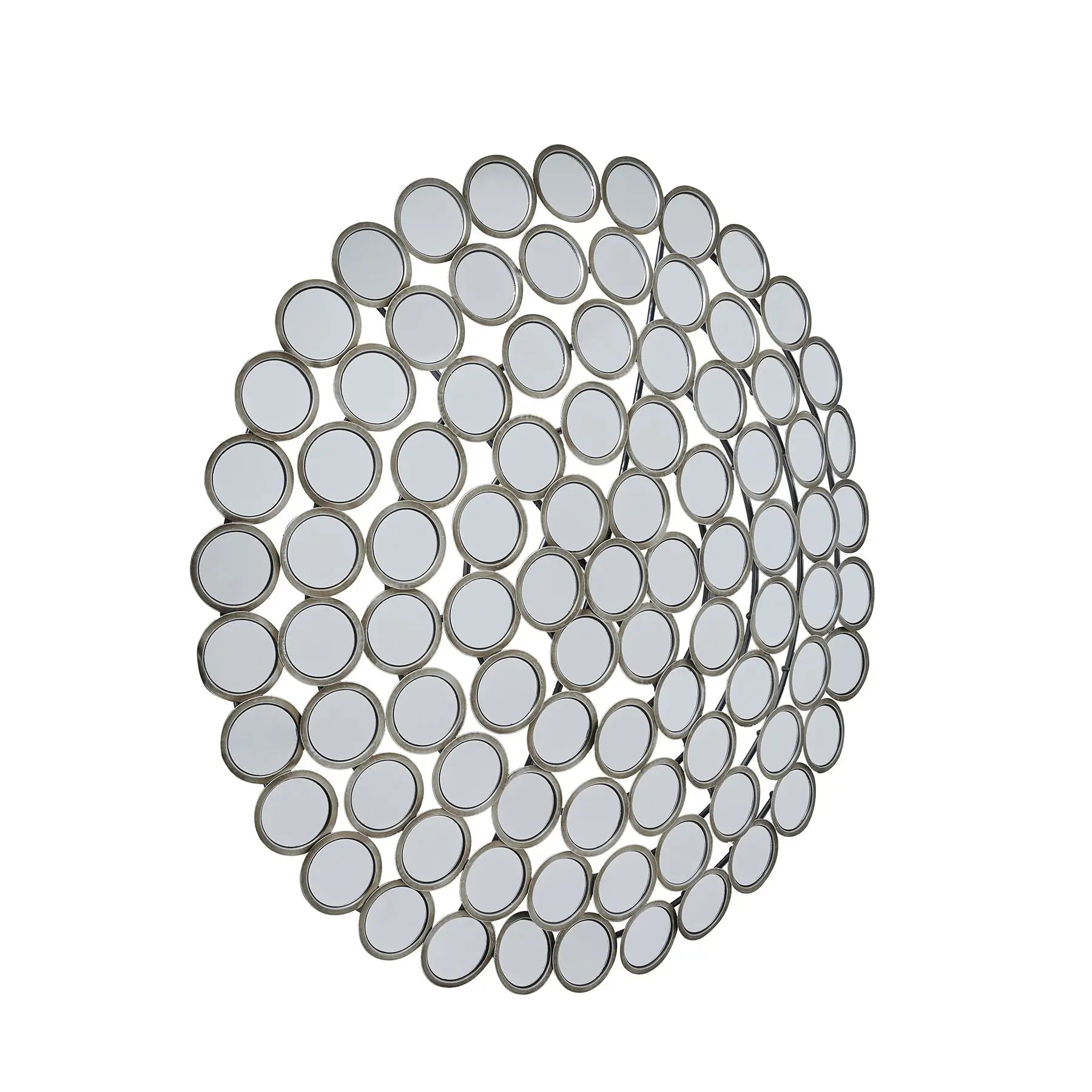 Large Round Convex Antiqued Silver Multi Mirror Makur Interior