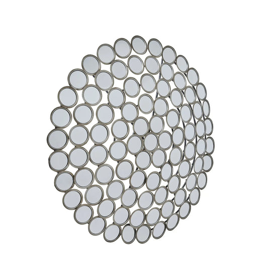 Large Round Convex Antiqued Silver Multi Mirror Makur Interior