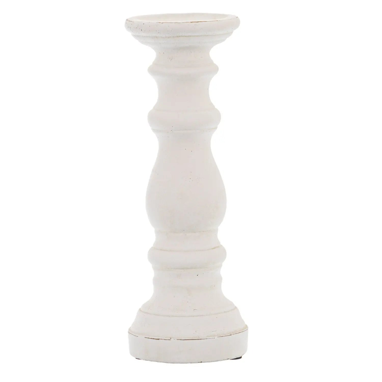 Matt White Small Ceramic Column Candle Holder Makur Interior