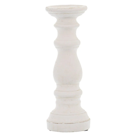 Matt White Small Ceramic Column Candle Holder Makur Interior
