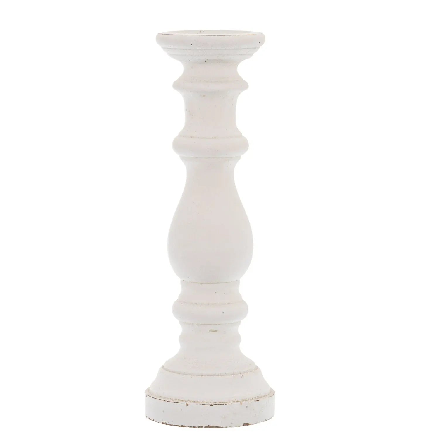 Matt White Large Ceramic Column Candle Holder Makur Interior