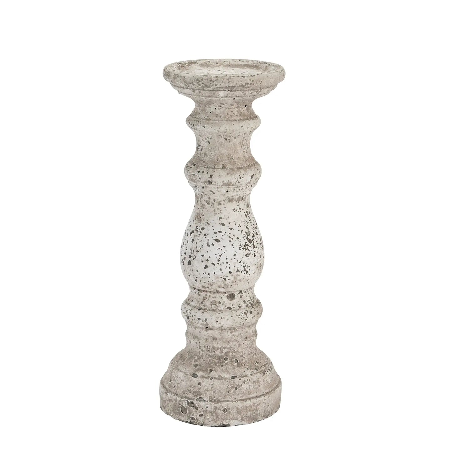 Small Stone Ceramic Column Candle Holder Makur Interior
