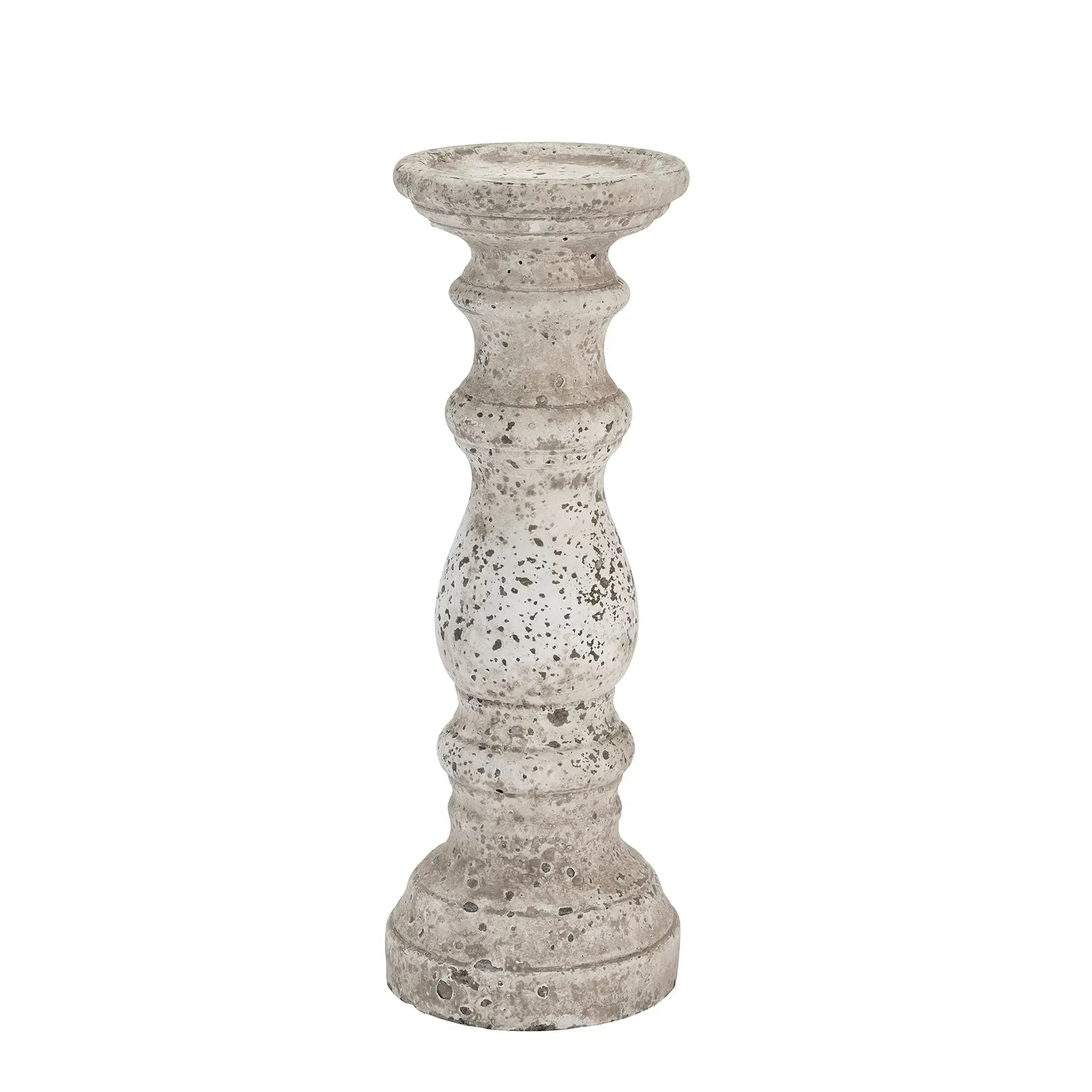 Small Stone Ceramic Column Candle Holder Makur Interior