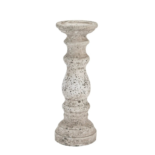 Small Stone Ceramic Column Candle Holder Makur Interior