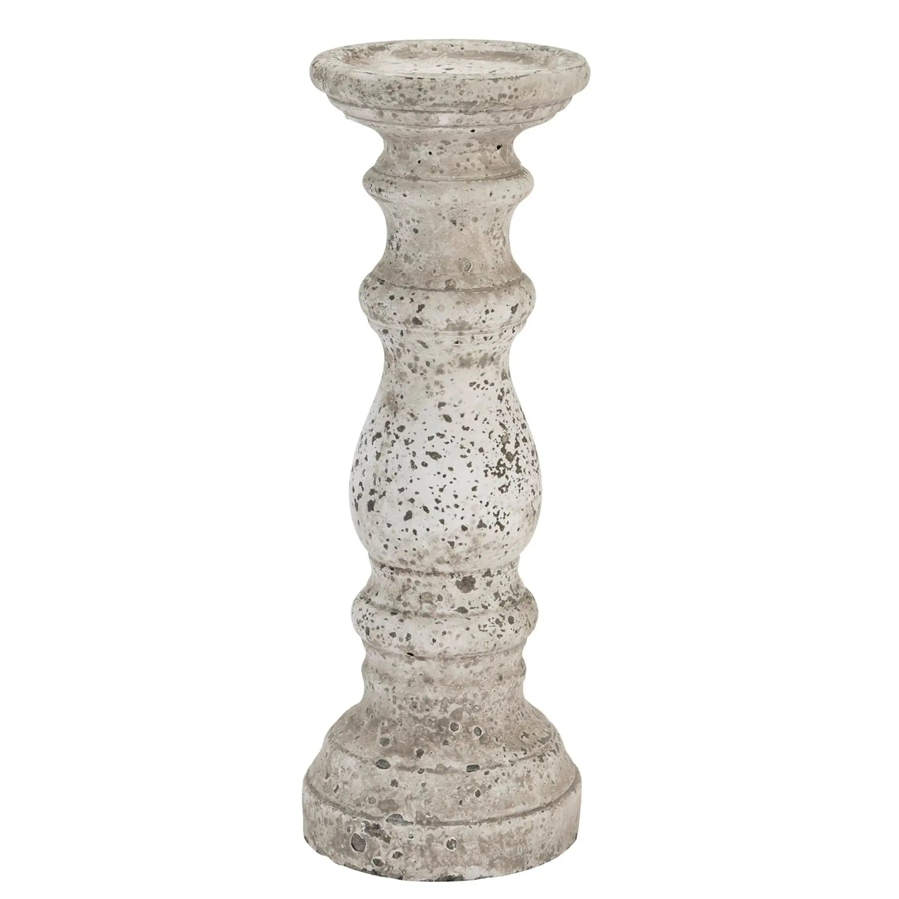 Large Stone Ceramic Column Candle Holder Makur Interior