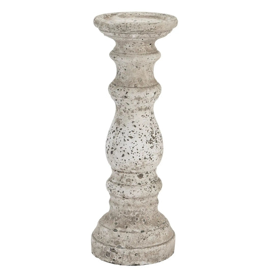 Large Stone Ceramic Column Candle Holder Makur Interior