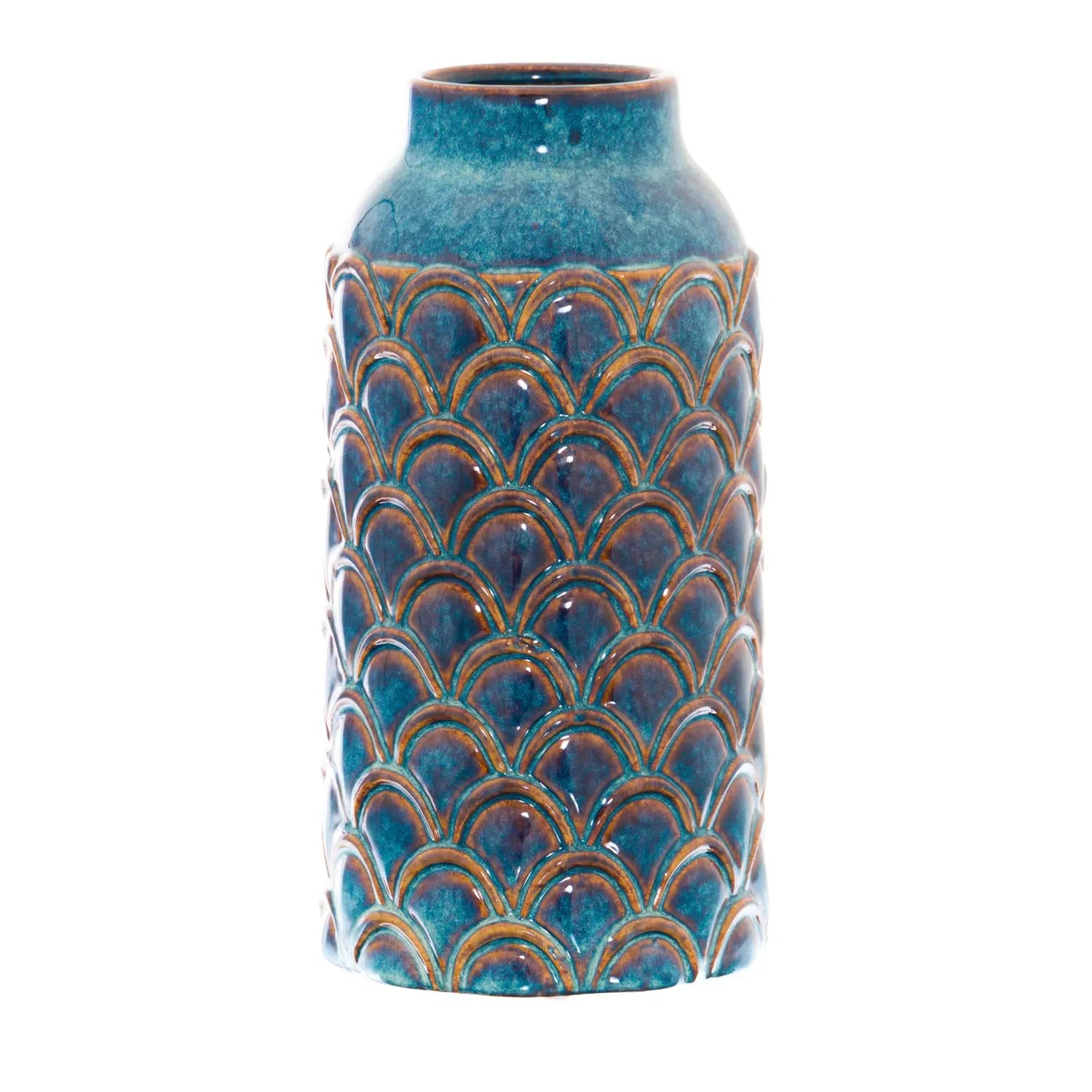 Seville Collection Large Indigo Scalloped Vase Makur Interior