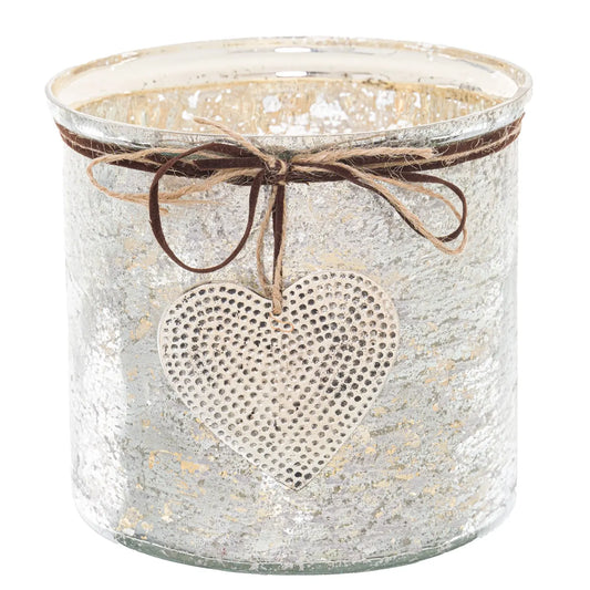 Mercury Hammered Heart Large Candle Holder Makur Interior