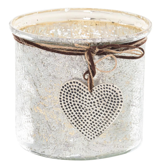 Murcury Hammered Heart Medium Candle Holder Makur Interior
