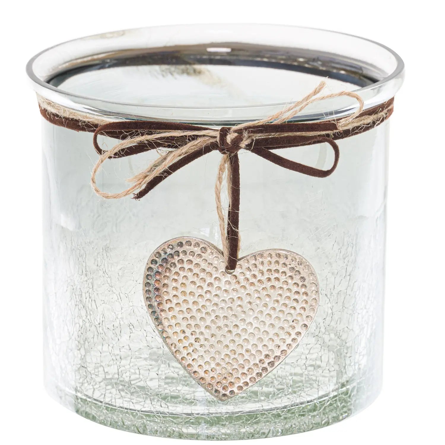 Smoked Midnight Crackled Heart Candle Holder Makur Interior