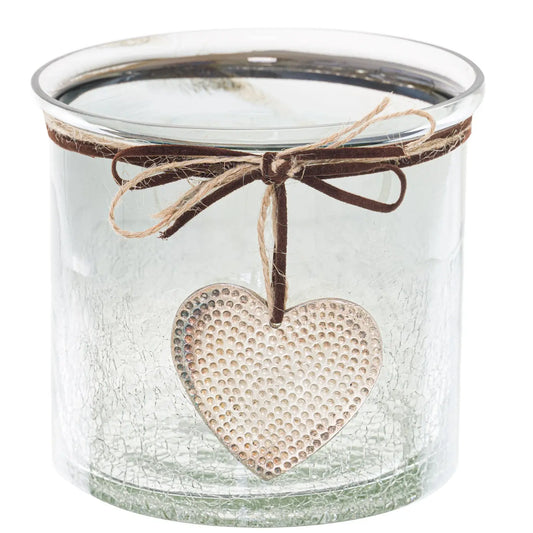 Smoked Midnight Crackled Heart Candle Holder Makur Interior