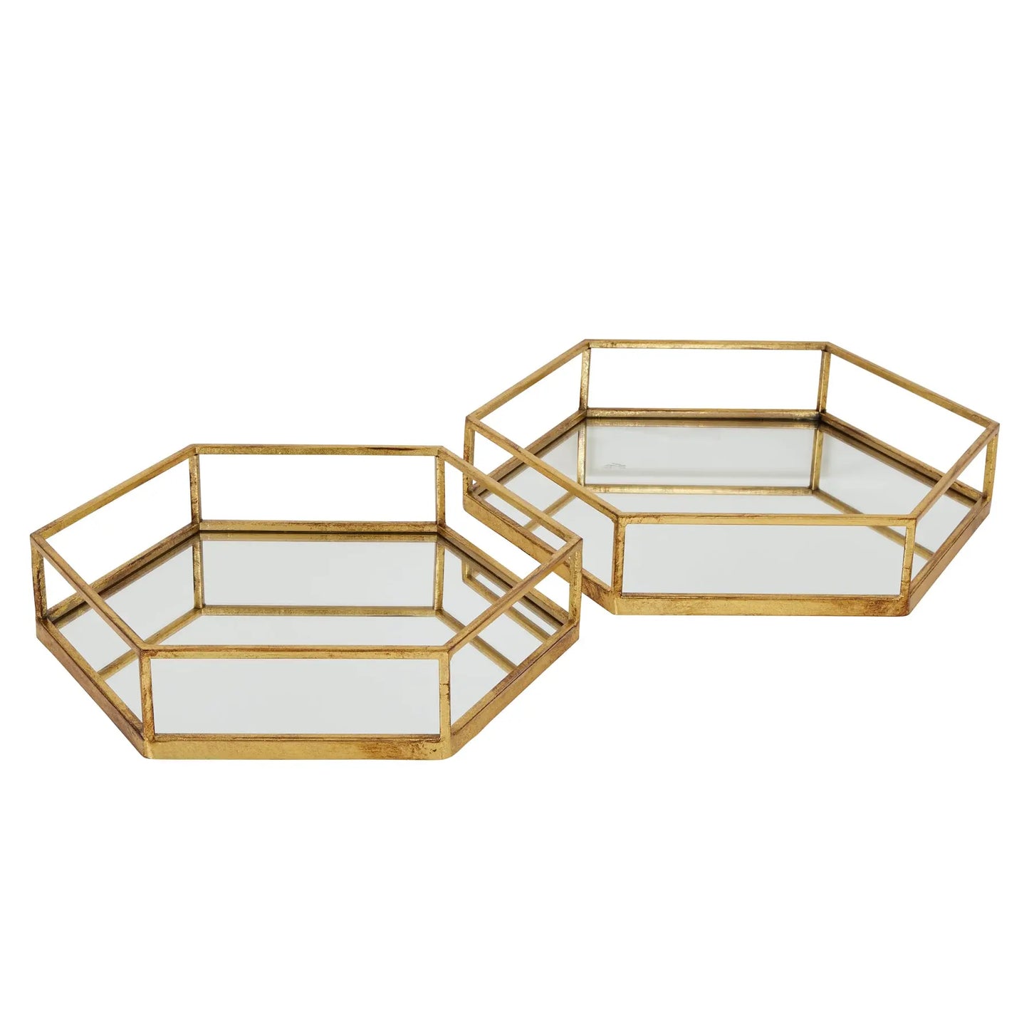 Gold Hexagon Set Of Two Trays Makur Interior
