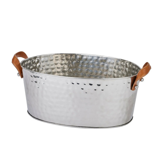 Silver Large Leather Handled Champagne Cooler Makur Interior