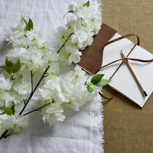 Large White Full Cherry Blossom Stem Makur Interior