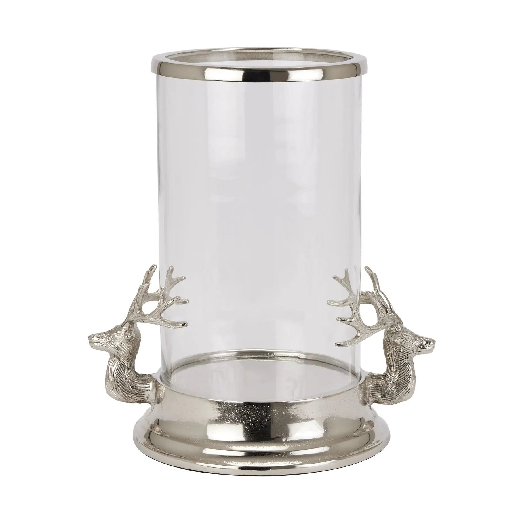 Silver Stag Heads Hurricane Lantern Makur Interior
