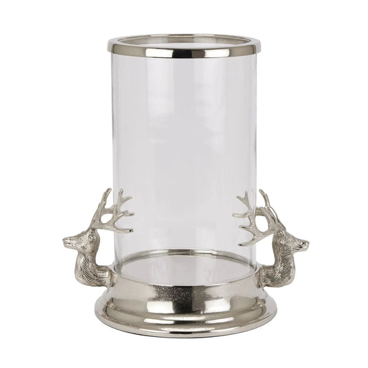 Silver Stag Heads Hurricane Lantern Makur Interior