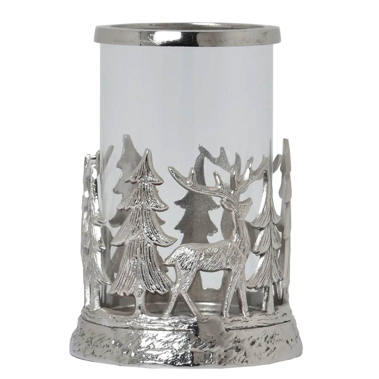 Silver Stag Scene Hurricane Lantern Makur Interior