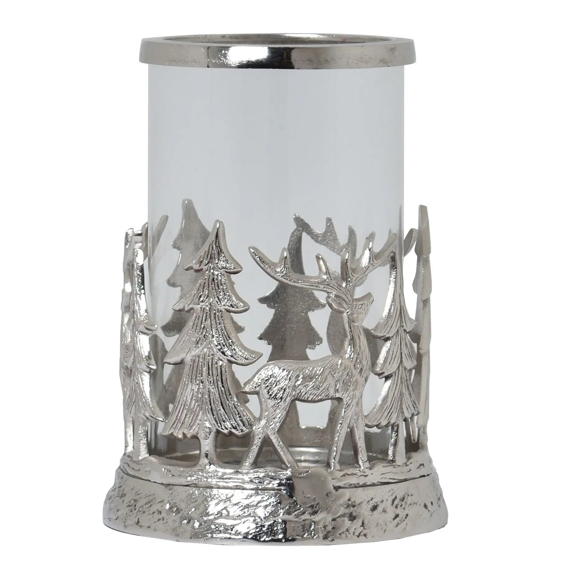 Silver Stag Scene Hurricane Lantern Makur Interior