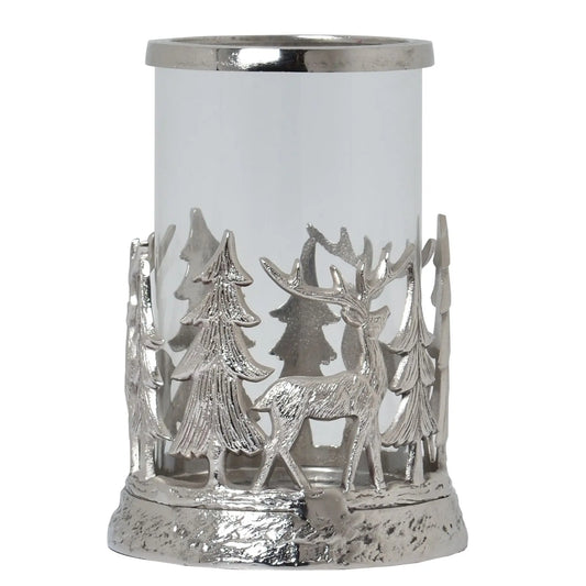 Silver Stag Scene Hurricane Lantern Makur Interior