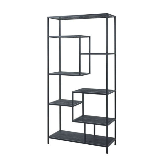 Large Black Multi Shelf Unit Makur Interior