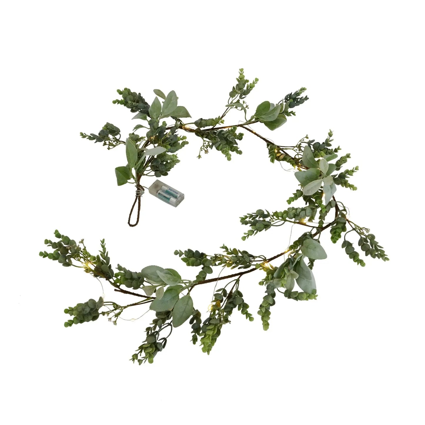LED Winter Garland With Eucalyptus And Lambs Ear Makur Interior