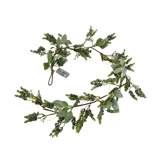 LED Winter Garland With Eucalyptus And Lambs Ear Makur Interior