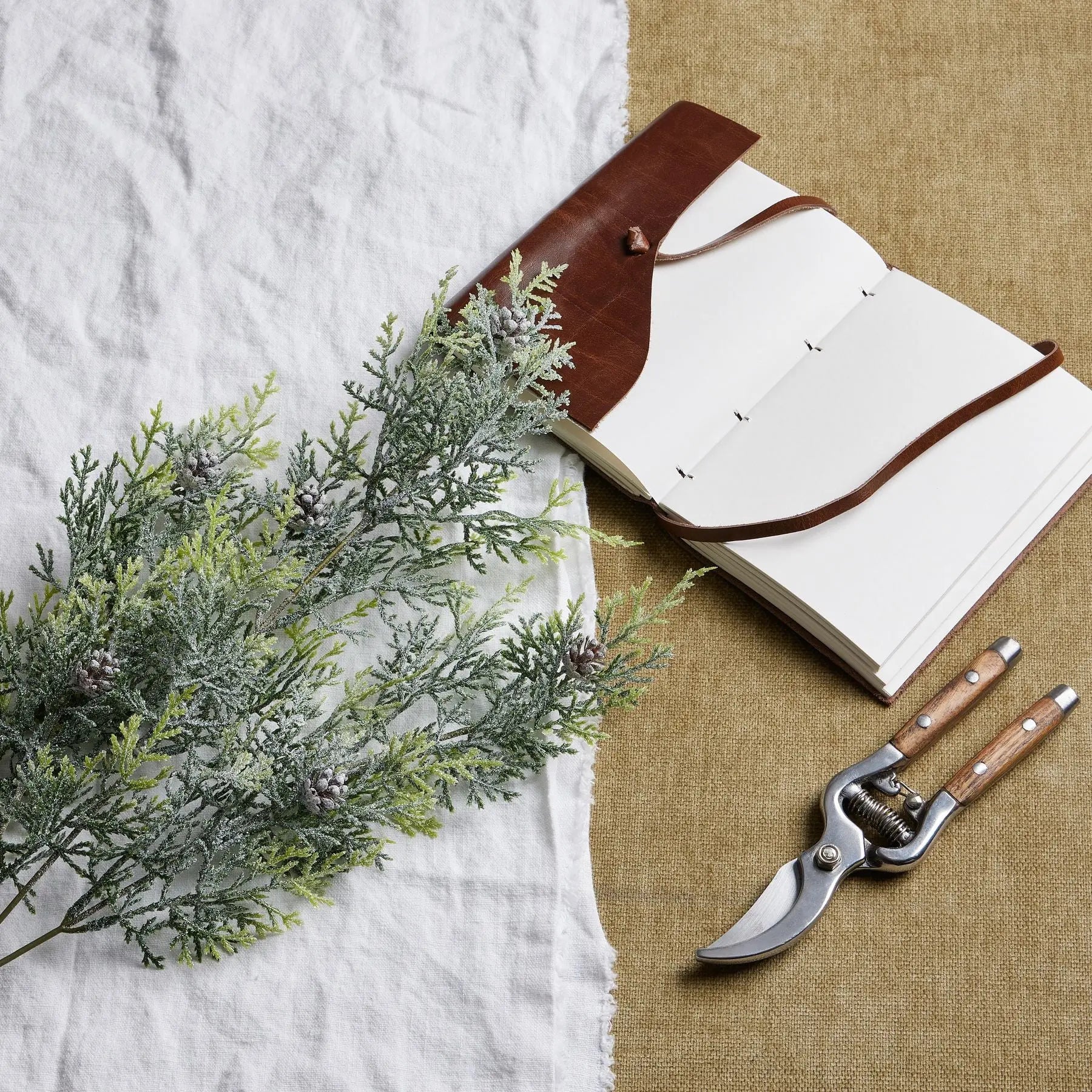 Frosted Pine Tall Stem With Pinecones Makur Interior