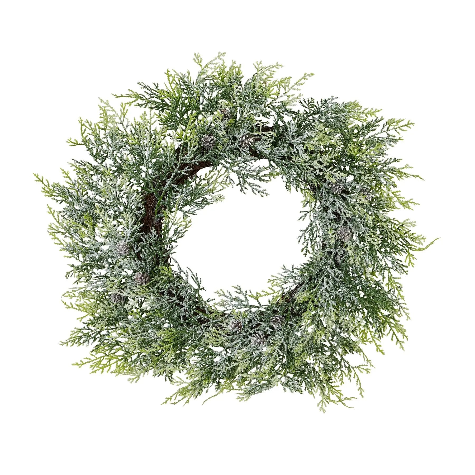 Frosted Pine Wreath With Pinecones Makur Interior
