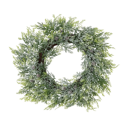 Frosted Pine Wreath With Pinecones Makur Interior