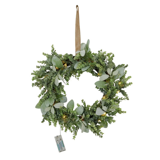 LED Winter Wreath With Eucalyptus And Lambs Ear Makur Interior