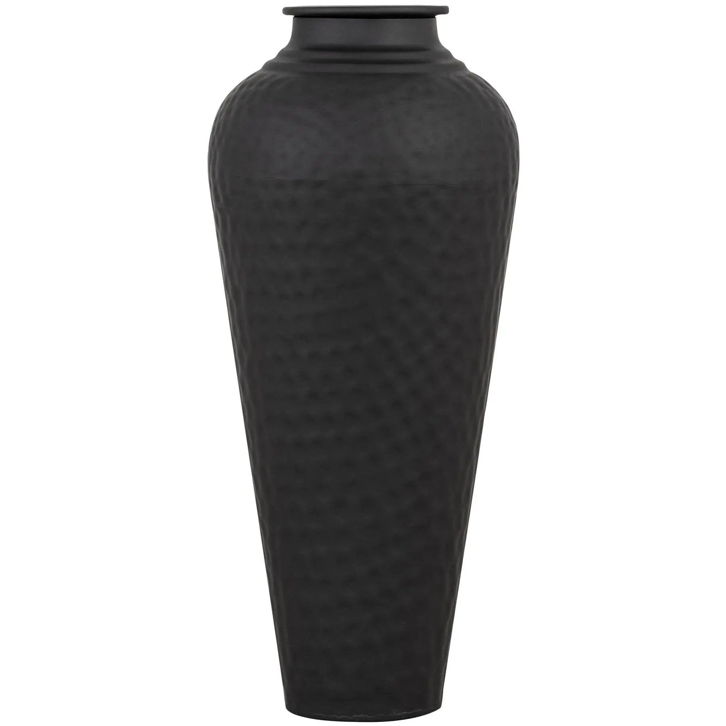 Matt Black Hammered Vase With Lid Makur Interior