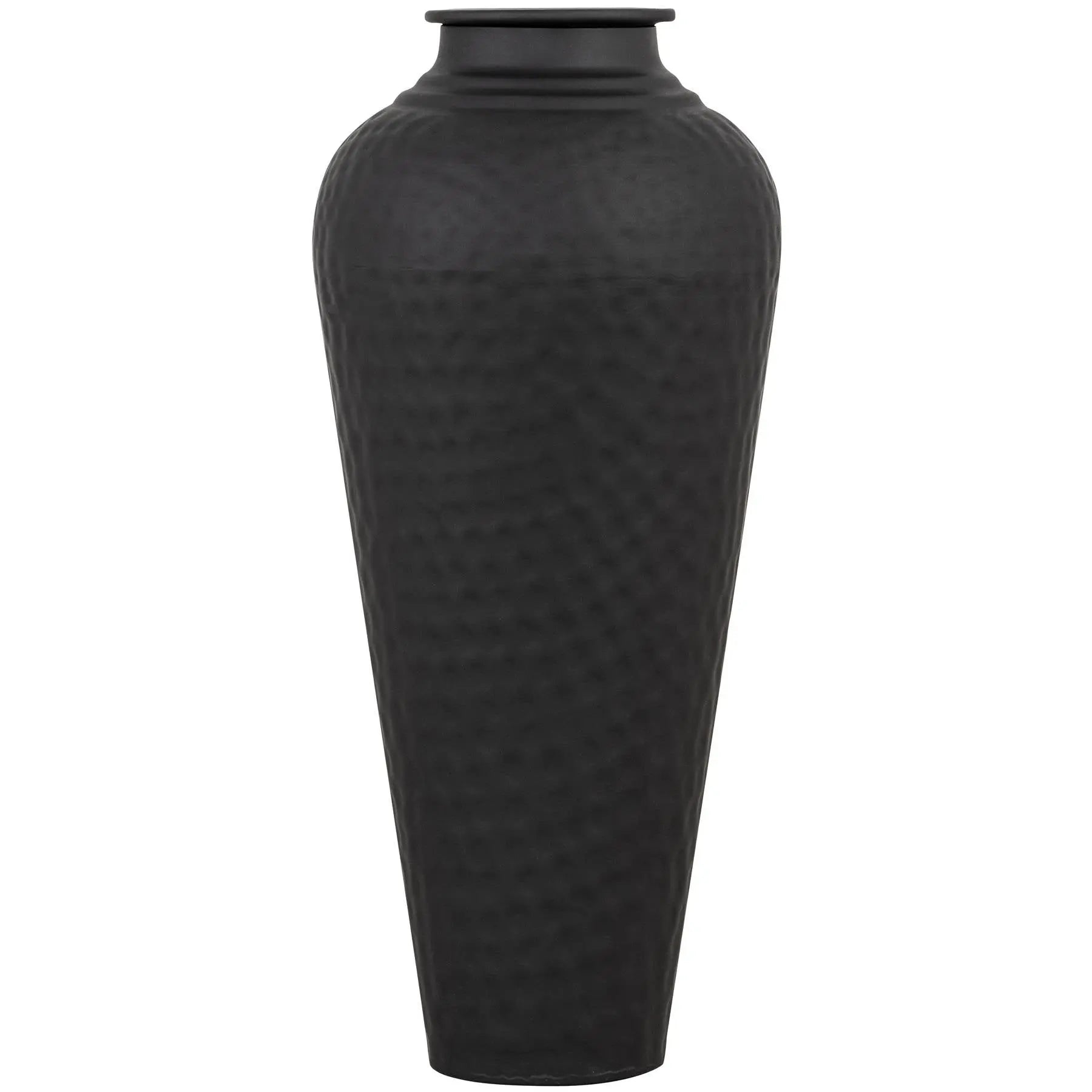 Matt Black Hammered Vase With Lid Makur Interior