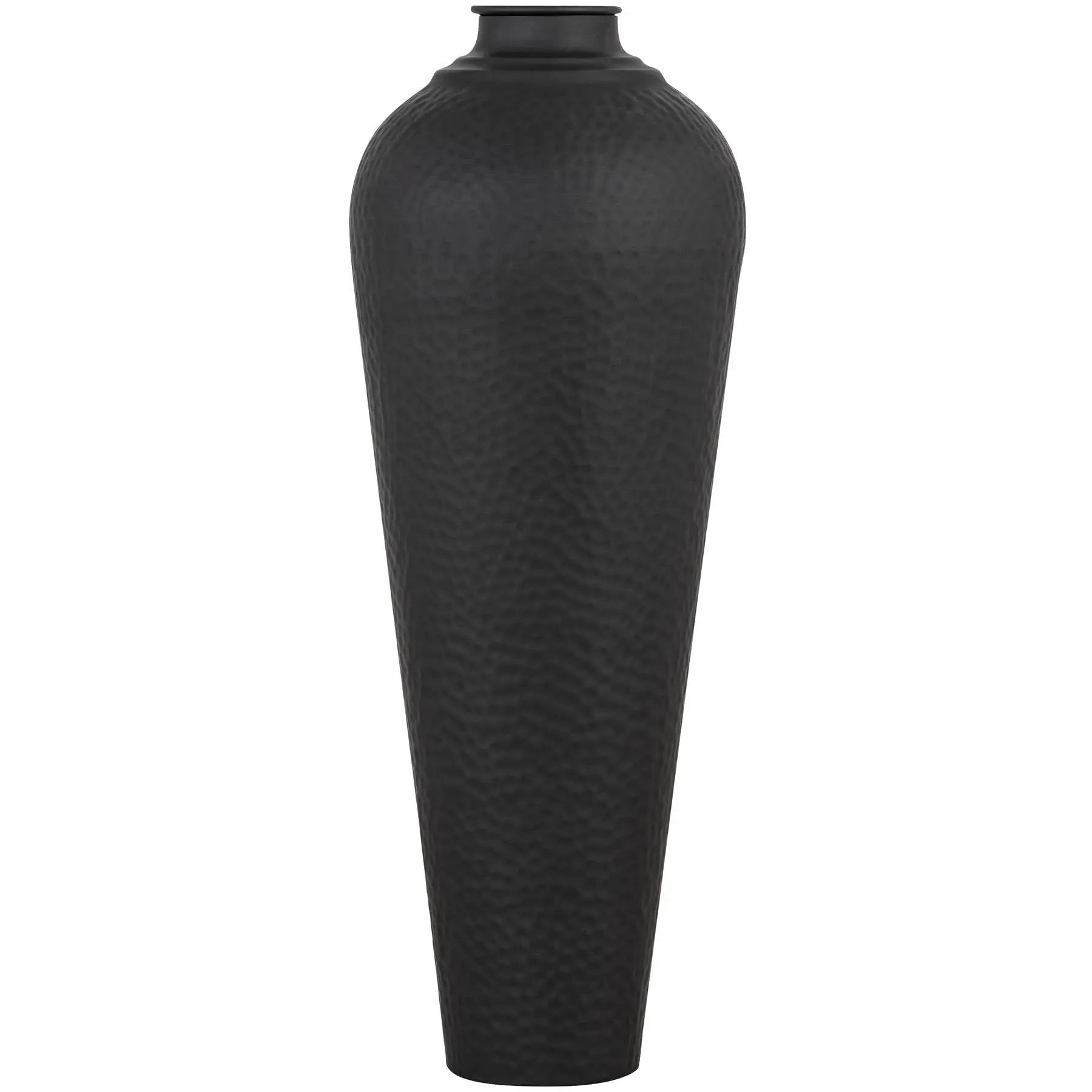 Matt Black Medium Hammered Vase With Lid Makur Interior