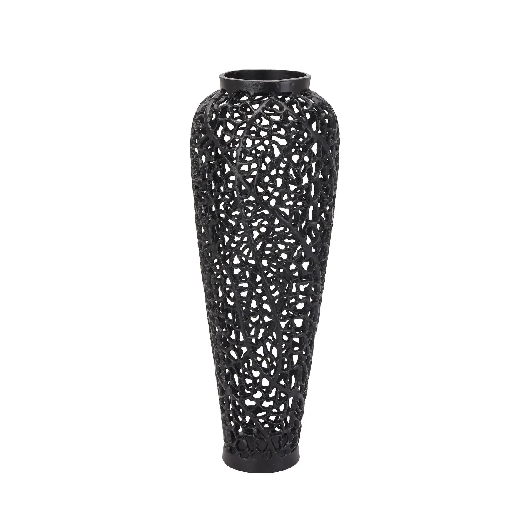 Black Cast Lattice Vase Makur Interior