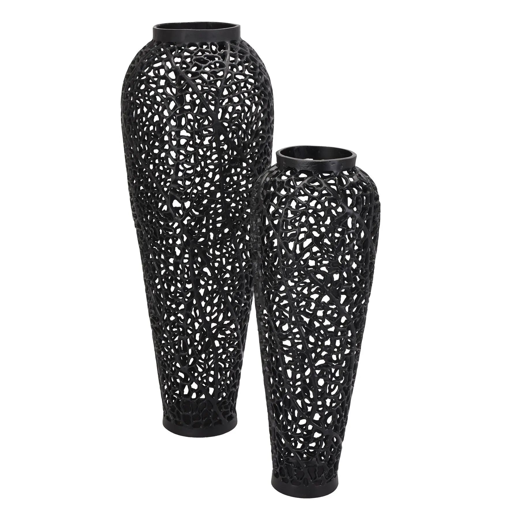 Black Cast Lattice Large Vase Makur Interior