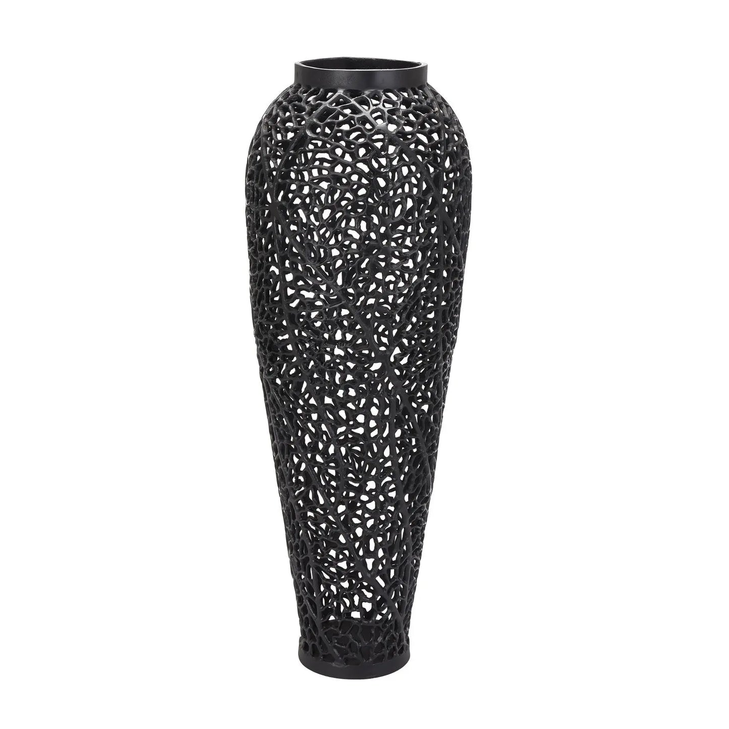 Black Cast Lattice Large Vase Makur Interior