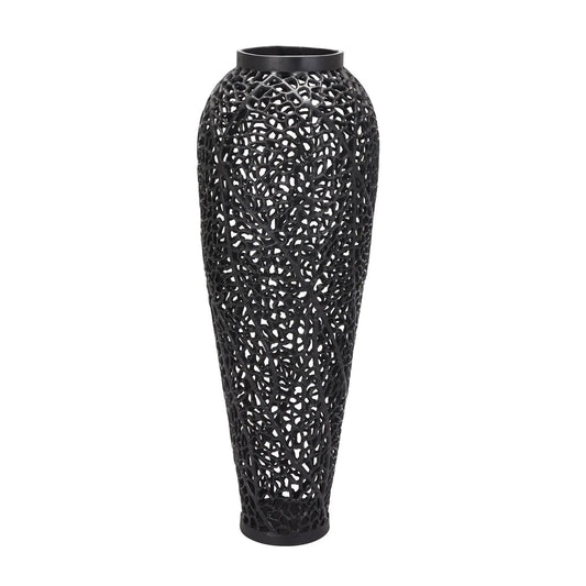 Black Cast Lattice Large Vase Makur Interior