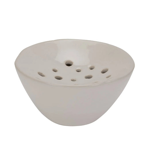 Off White Ceramic Flower Frog Makur Interior