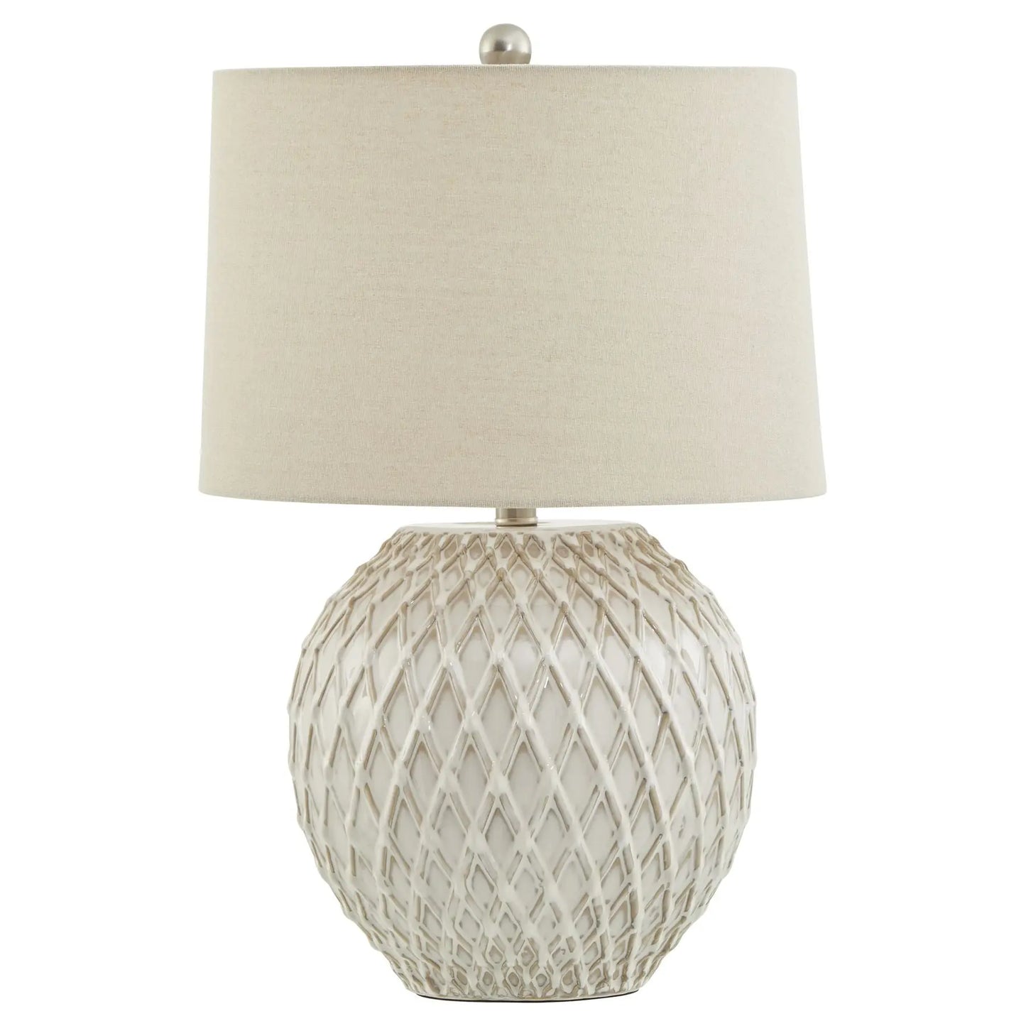 Lattice Ceramic Table Lamp With Linen Shade Makur Interior
