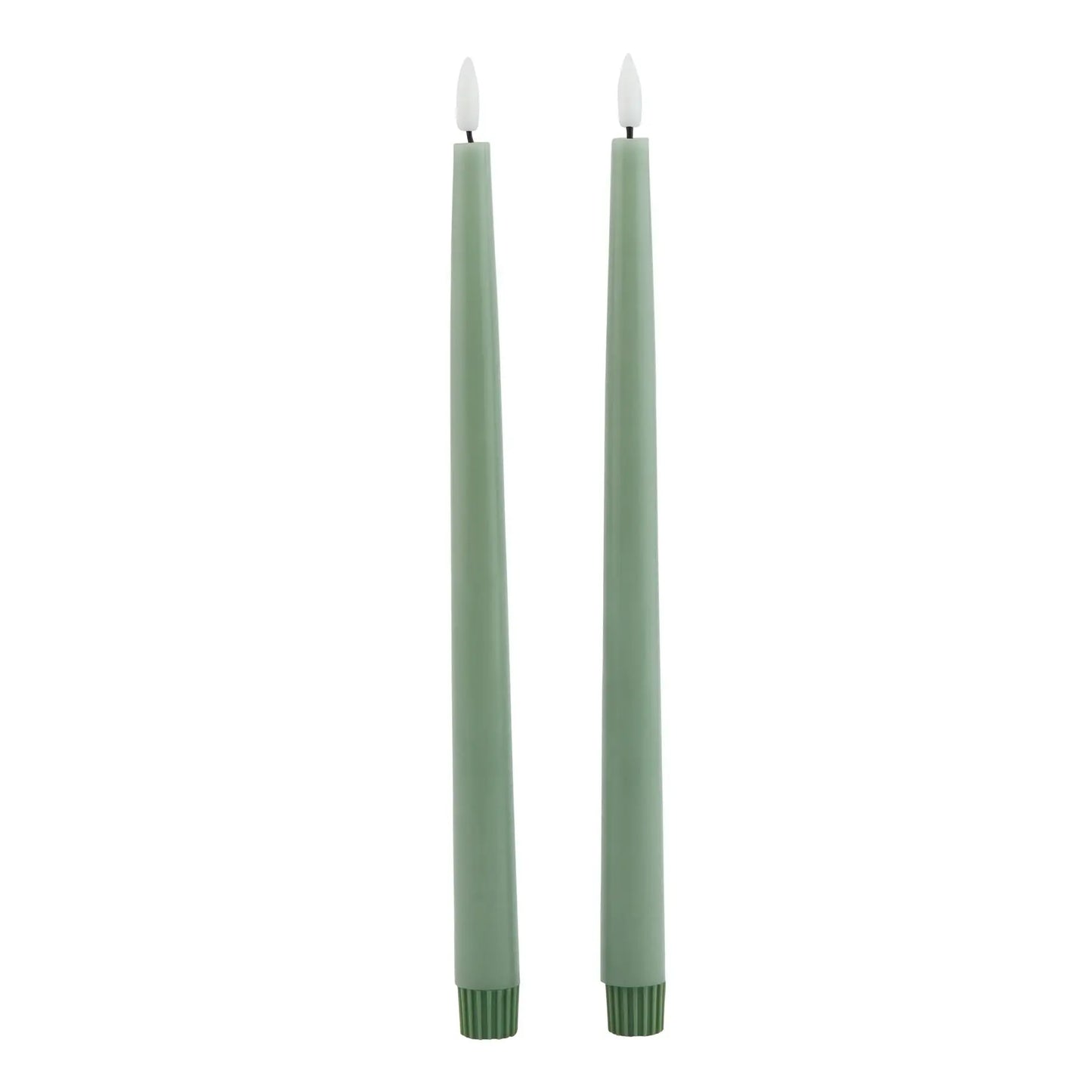 Luxe Collection S/2 Sage LED Wax Dinner Candles Makur Interior