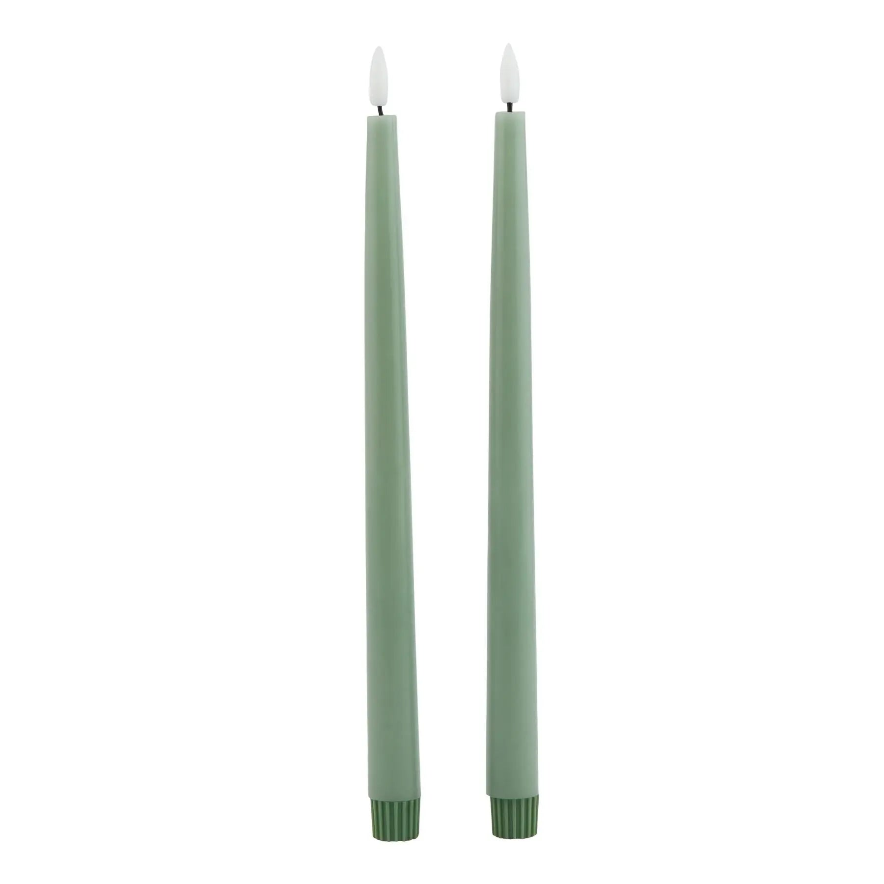 Luxe Collection S/2 Sage LED Wax Dinner Candles Makur Interior