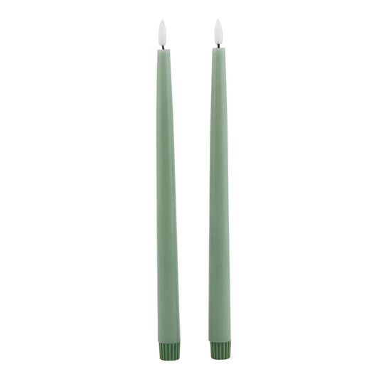 Luxe Collection S/2 Sage LED Wax Dinner Candles Makur Interior