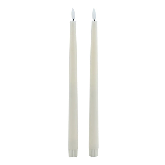 Luxe Collection S/2 Taupe LED Wax Dinner Candles Makur Interior