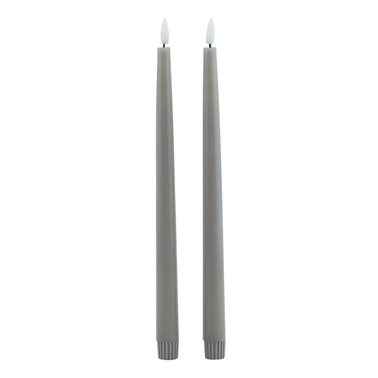 Luxe Collection S/2 Grey LED Wax Dinner Candles Makur Interior