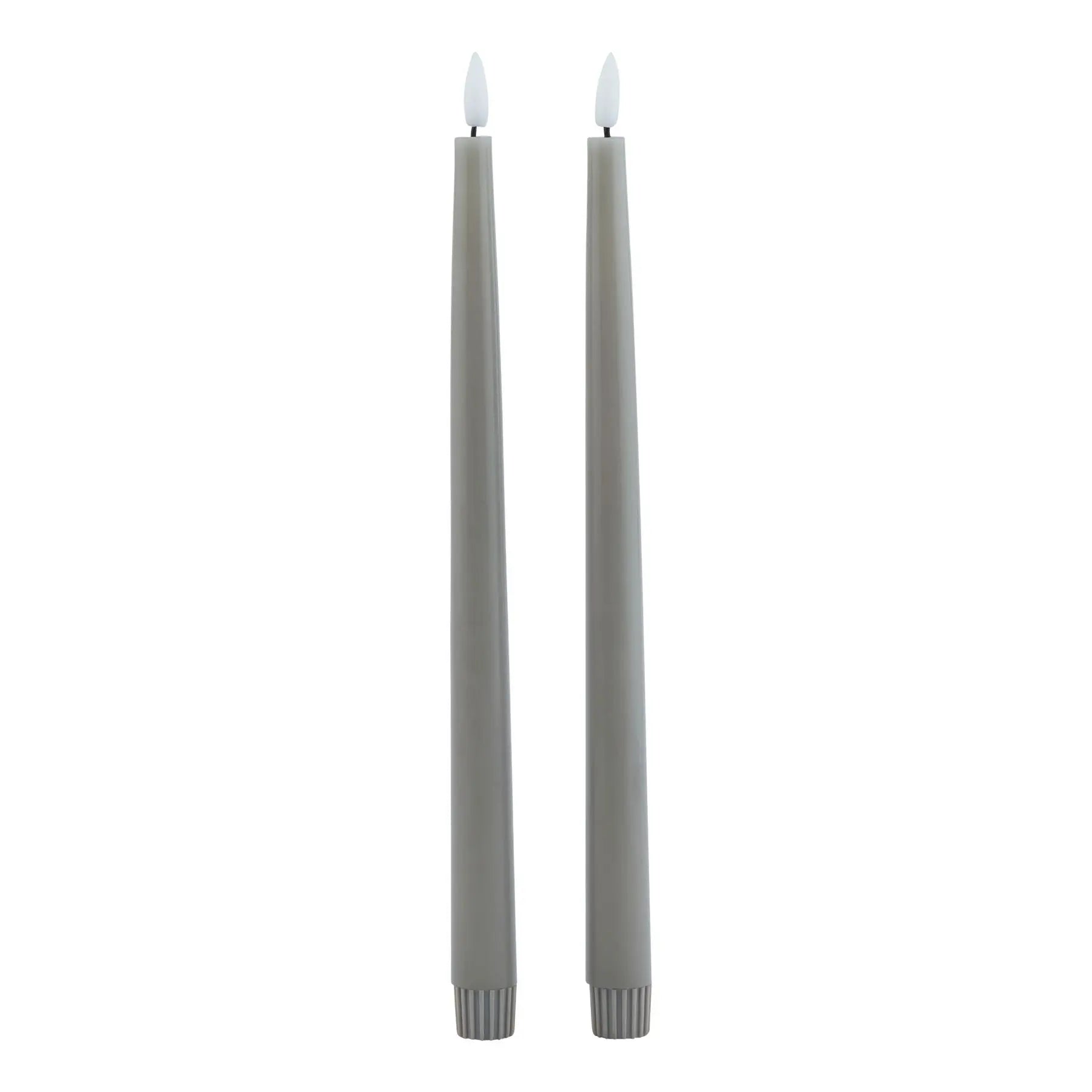 Luxe Collection S/2 Grey LED Wax Dinner Candles Makur Interior