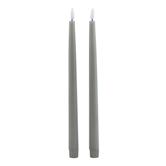 Luxe Collection S/2 Grey LED Wax Dinner Candles Makur Interior