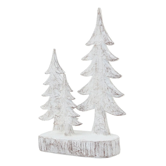 Small Three Snowy Pine Tree Sculpture Makur Interior