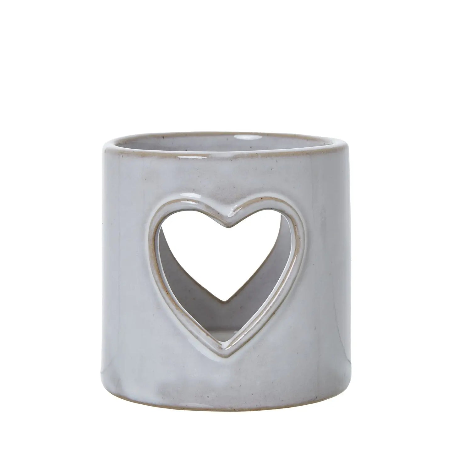White Ceramic Heart Cut-Out Tealight Holder Makur Interior