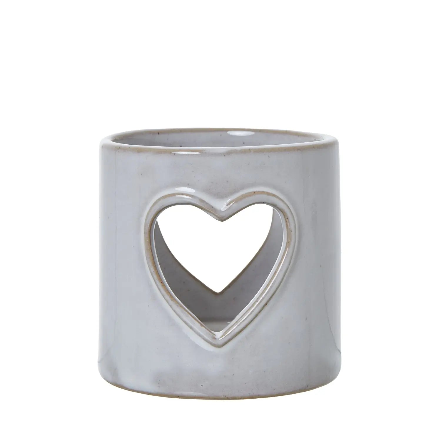 White Ceramic Heart Cut-Out Tealight Holder Makur Interior