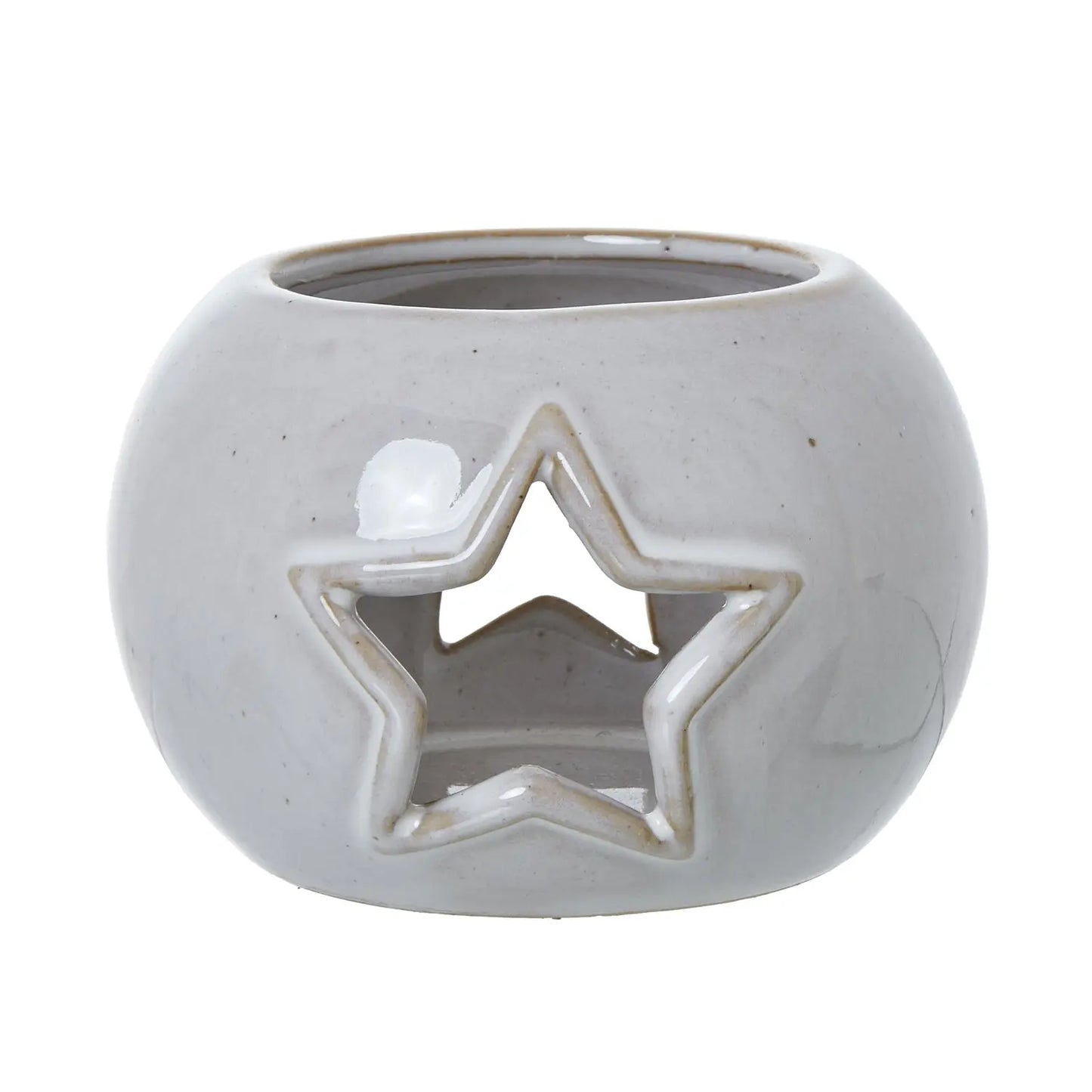 White Ceramic Star Cut-Out Round Tealight Holder Makur Interior